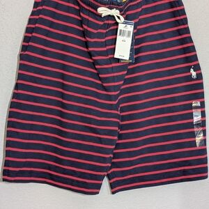 Polo by Ralph Lauren Men's Navy and Red Striped Swim Shorts